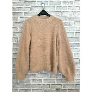 NWT And Now This Macy's Women's Beige Boho Fuzzy Crewneck Sweater Size L